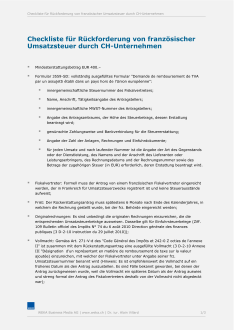 Checkliste – Rückforderung französischer Umsatzsteuer durch CH-Unternehmen 