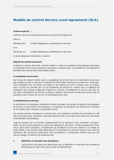 Contrat Service Level Agreement (SLA) 