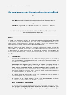 Modèle de convention entre actionnaires (version détaillée) 