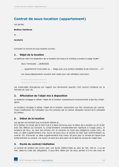 Contrat de sous-location d'un appartement 