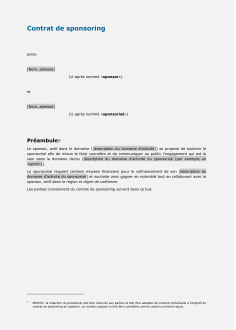 Modèle de contrat de sponsoring 