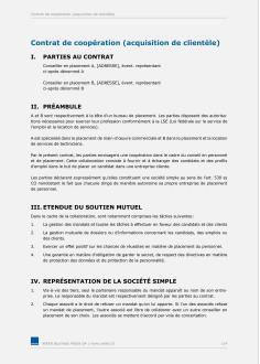 Modèle de contrat de coopération (acquisition de clientèle) 