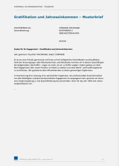 Musterbrief Gratifikation und Lohnerhöhung 