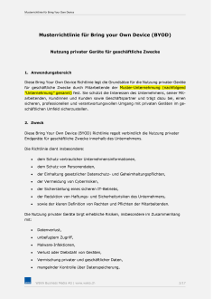 Muster Richtlinie "Bring Your Own Device" (BYOD) 