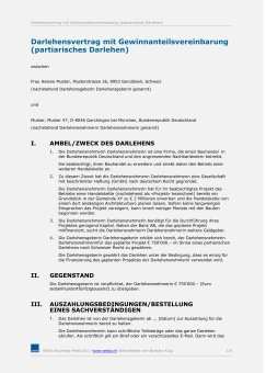 Muster Darlehensvertrag - mit Gewinnanteilsvereinbarung | WEKA