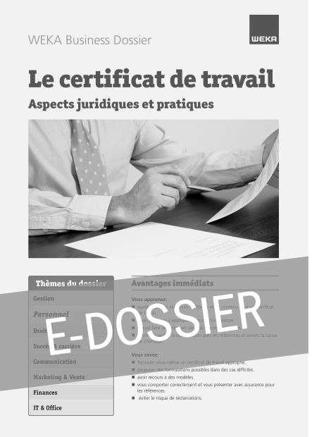 E-Dossier Le certificat de travail 