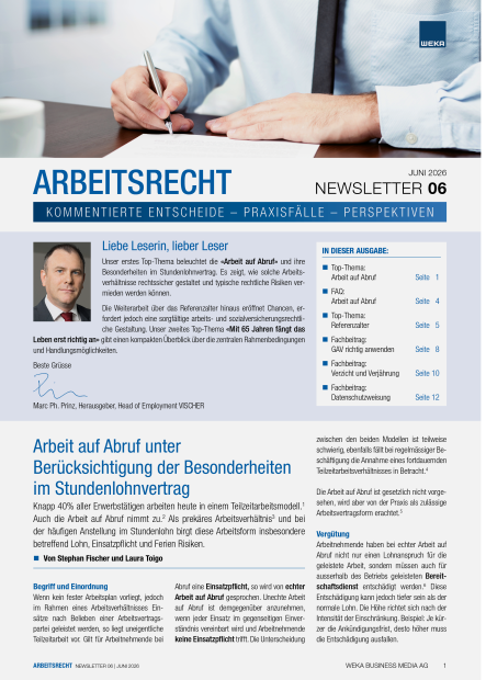Newsletter Arbeitsrecht 