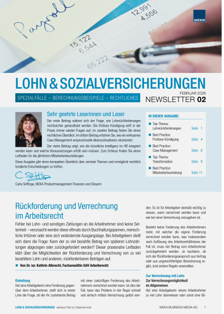 Newsletter Lohn und Sozialversicherungen 