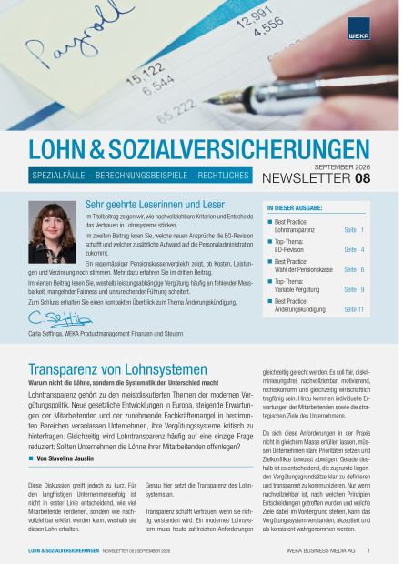 Newsletter Lohn und Sozialversicherungen 