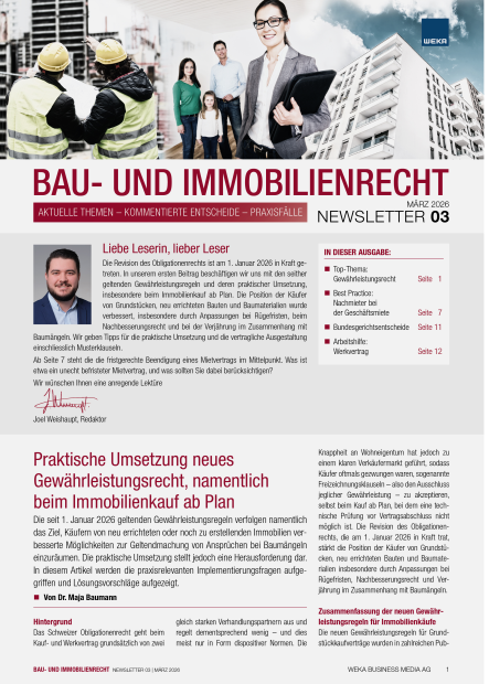 Newsletter Bau- und Immobilienrecht 