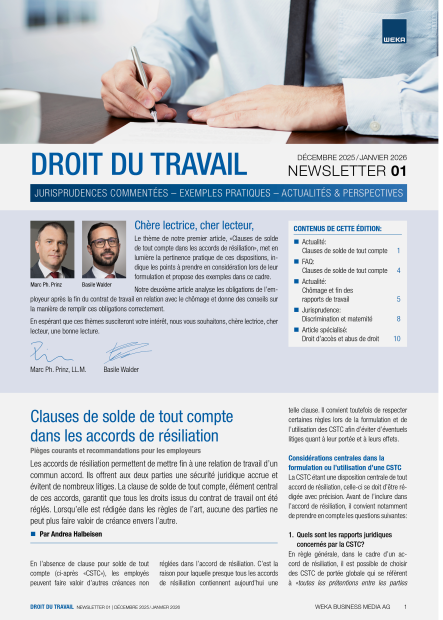 Newsletter Droit du travail 