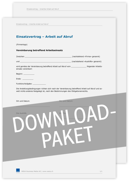 Download-Paket Arbeitsverträge Arbeit auf Abruf 