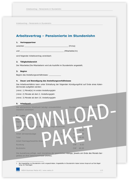 Download-Paket Arbeitsverträge für Pensionierte 