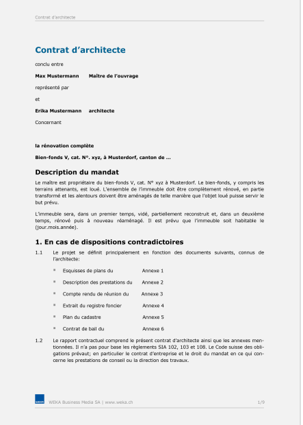 Contrat d’architecte (Modèle de base) 