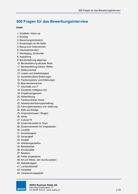 Musterlösung: 500 Fragen für das Bewerberinterview 
