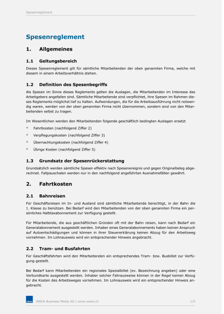 Musterlösung Spesenreglement 