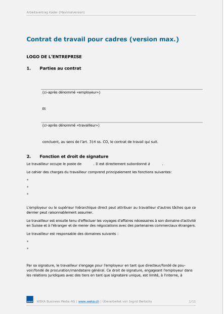 Modèle de contrat cadre (version max.) 