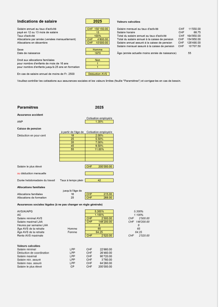 Décompte du salaire net 