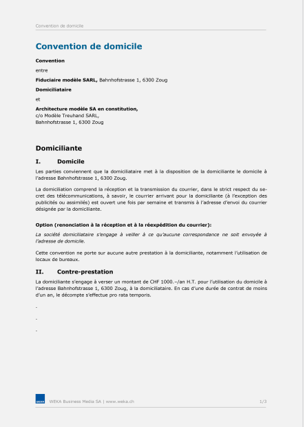 Convention de domicile 