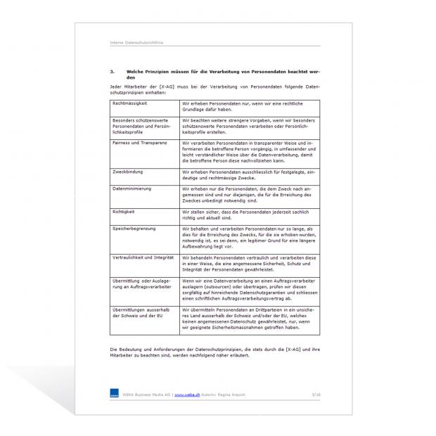 Muster Interne Datenschutzrichtlinie