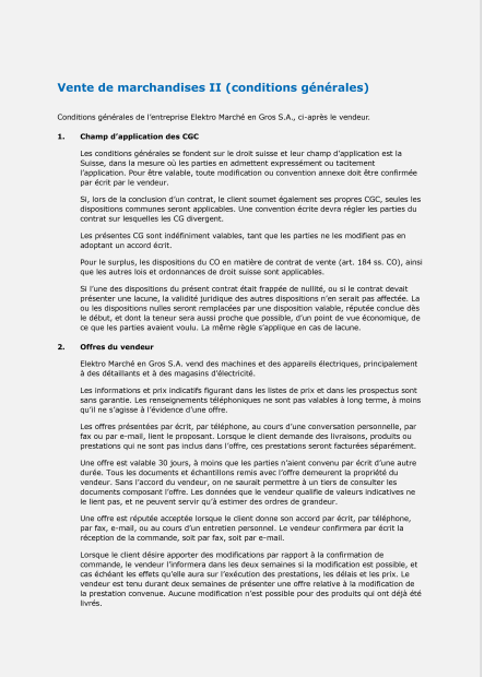 Modèle conditions générales de vente II 