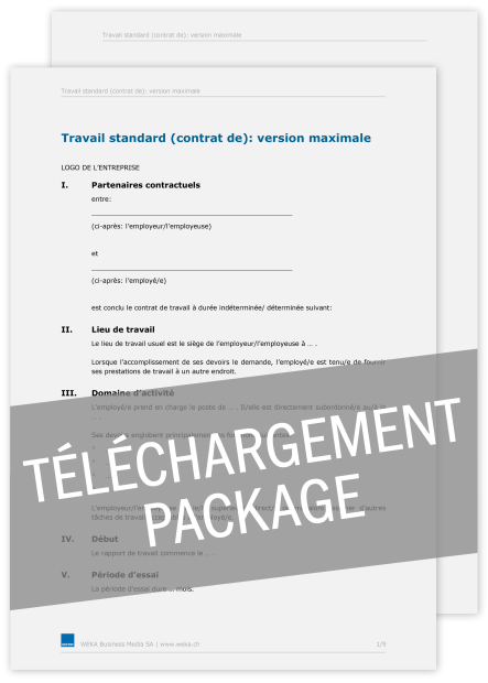 Téléchargement package Contrat de travail standard FGE 