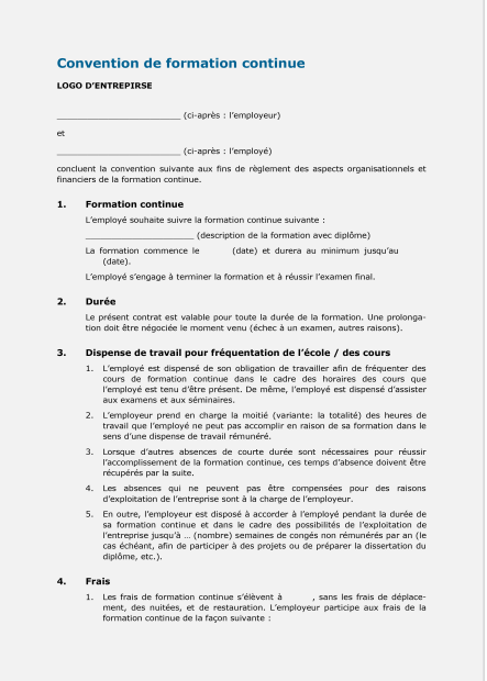 Convention de formation continue 
