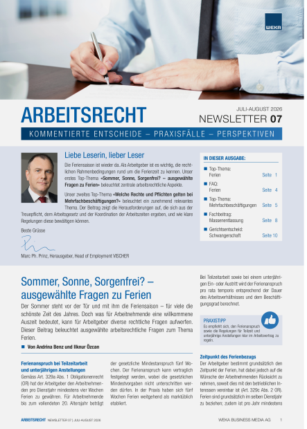Newsletter Arbeitsrecht 