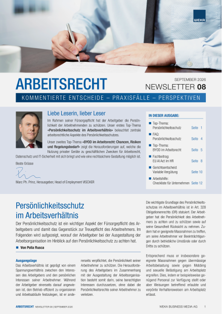 Newsletter Arbeitsrecht 