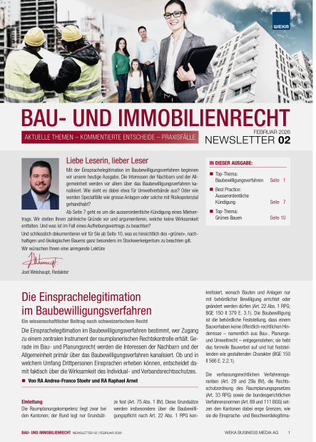 Newsletter Bau- und Immobilienrecht 