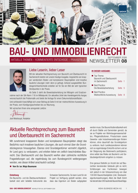 Newsletter Bau- und Immobilienrecht 