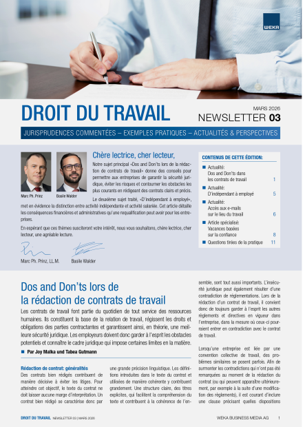 Newsletter Droit du travail 