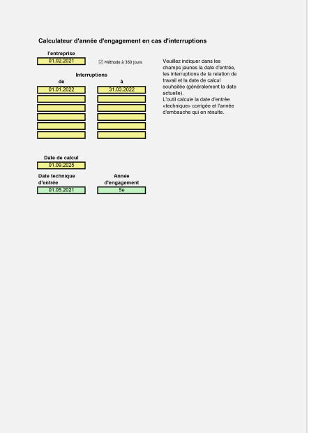 Calcul de l’année d’engagement en cas d’interruptions 