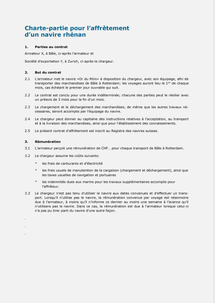 Modèle de contrat d’affrètement 