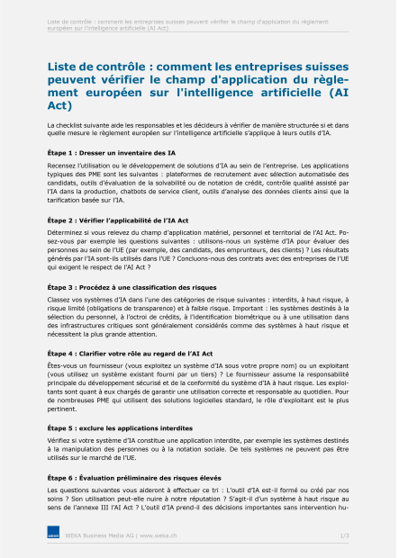 Checklist EU AI Act 