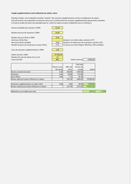 Calculateur d'achat de jours de congé supplémentaires 