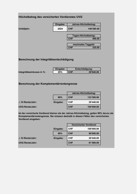 UVG-Rechner Integritätsentschädigung 