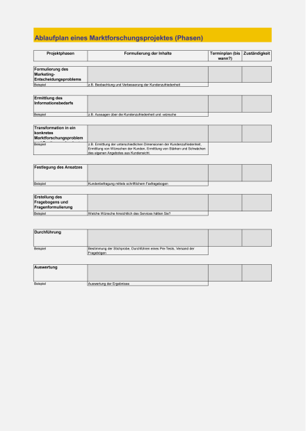Vorlage Marktforschung und Kundenanalyse 