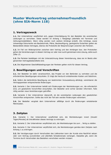Muster Werkvertrag 
