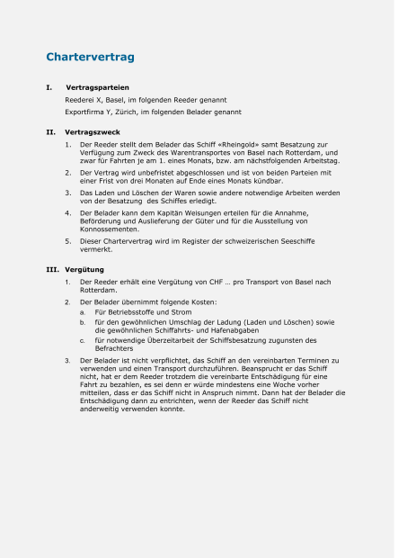 Muster Chartervertrag 
