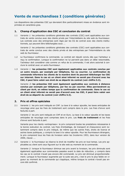Modèle conditions générales de vente I 