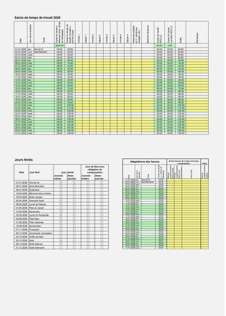 Saisie du temps de travail 