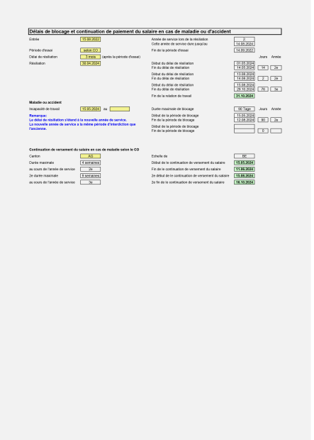 Calculateur de délais de blocage et continuation de paiement du salaire en cas de maladie ou d’accident 