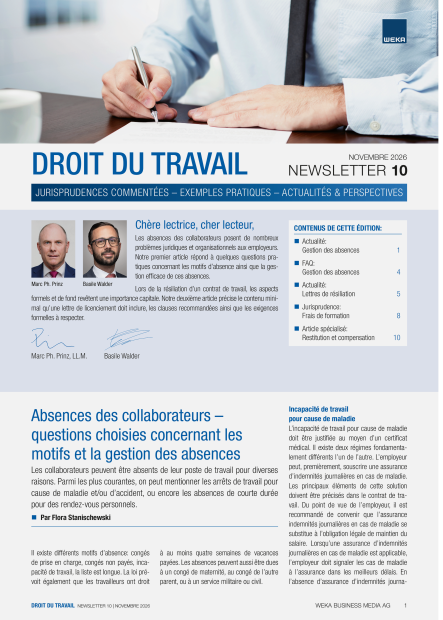 Newsletter Droit du travail 