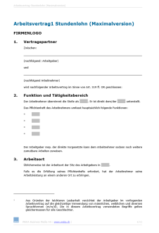 Download-Paket Arbeitsvertrag Stundenlohn D, E, F 