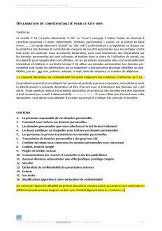 Téléchargement package Déclaration de confidentialité pour le site web 