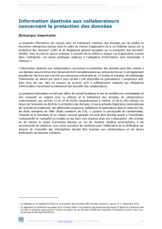 Modèle d'information destinée aux collaborateurs concernant la protection des données 