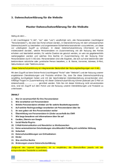 Datenschutzerklärung für die Webseite nach nDSG D, E, F 
