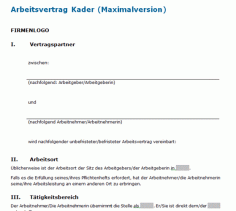 Download-Paket Arbeitsvertrag Kader D, E, F 