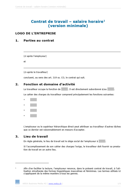 Téléchargement package Contrats de travail de base 
